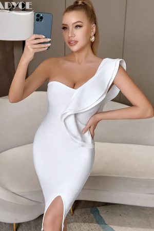 Summer Women One Shoulder Ruffles Bodycon Club Dre