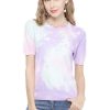 Summer Women Oversized Purple T-Shirt Knitted Shor