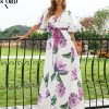 Summer Women V Neck Floral Long Dress Print Beach