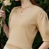 Summer Women's Short-Sleeved Knitted Solid Slim Sh