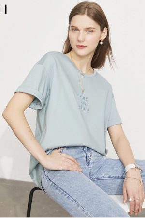 Summer Women's Tshirt Fashion Letter Embroidery On