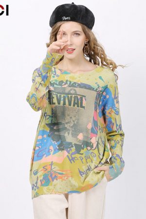 Sweater For Women Winter Fashion Letter Print Pul