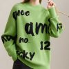 Sweater Women Autumn Loose Letter Panelled Soft Fa