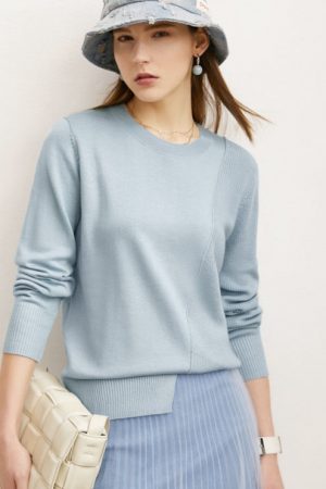 Sweater Women Autumn Winter Solid Trend Asymmetric