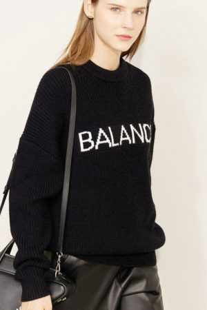 Sweaters Women Autumn Warm Letter Jacquard Design