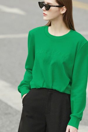 Sweatshirts For Women Autumn 100% Cotton Loose Ele