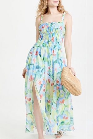 Sweet Ladies Print Spaghetti Strap Dress Beach Hol