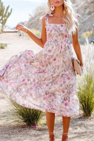 Sweet Print Dress 2023 Summer Midi Dress Party Bir
