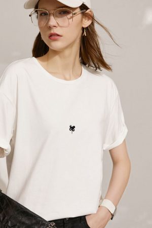 T-Shirt For Women Summer Commuter Artistic Embroid