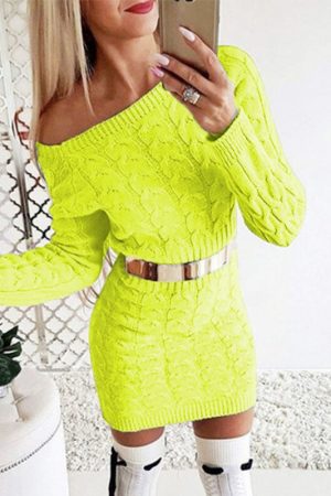 Thick Warm Women Winter Bodycon Dress Mini Slim Ri