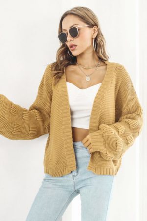Three Dimensional Bubble Lantern Sleeve Loose Knit