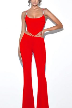 Top And Pants Set 2 Pieces Red Two Piece Sets Wome