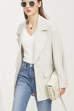 Trench Coat For Women Elegant Single Button Sashes