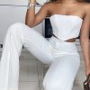 Tube Top Wide-Leg Pants Two-Piece Solid Color Crop