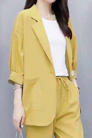 Two-Piece Small Suit Jacket Large Size Korean Vers