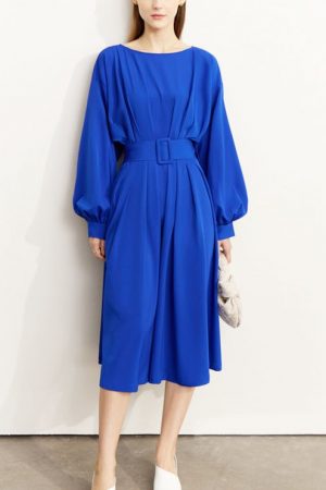 Vintage Dress Autumn Women French Style Lantern Sl
