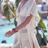 White Crochet Tunic Bikini Cover-Ups Hollow Out Fr