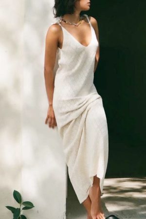White Crochet Tunic Bikini Cover-Ups V-Neck Backle