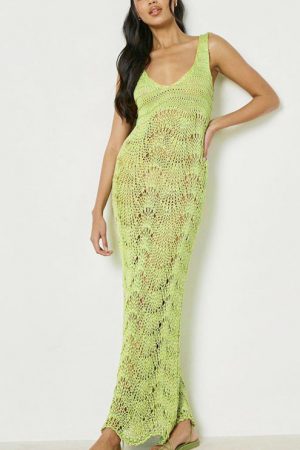 White Crochet Tunic Swimwear Cover-Ups 2023 Women'
