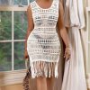 White Hollow Out Crochet Women's Summer Mesh See-T