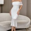 White Lace Midi Mermaid For Women Summer Off Shoul