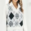 White Sleeveless Streetwear Knitted Vest Sweater W
