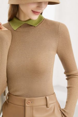 Winter Sweaters For Women Vintage Contrast Collar