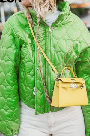 Winter Warm Coat With Heart-Shaped Pattern Casual