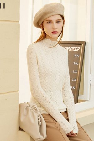 Winter Women's Sweater Fashion French Style Hollow