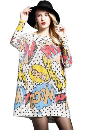 Women Autumn Knitted Sweater Dresses Casual Oversi