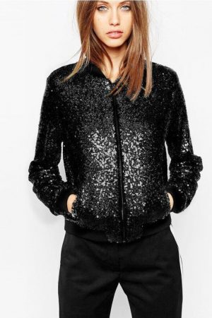 Women Bomber Mujer Sequin Jackets Spring Autumn Bl