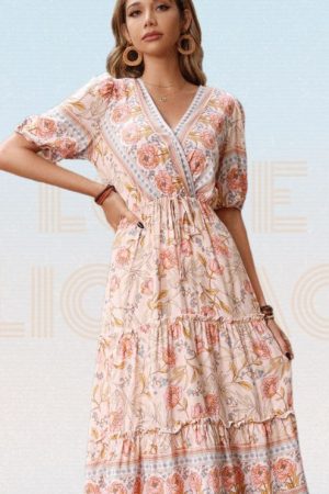 Women Dress Summer Viscose Bohemian Print Dresses