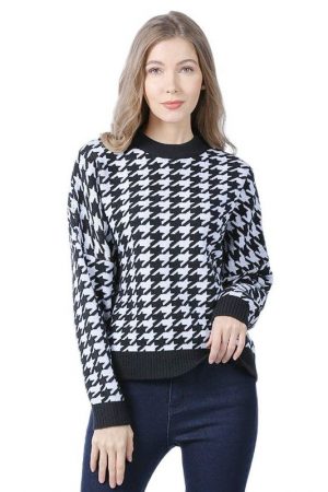 Women Geometric Khaki Knitted Sweater Women Casual