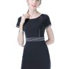 Women Spring A-Line Black Sweater Party Dress With