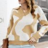 Women Sweater Pullovers Tie Dye Jacquard Turn-Down