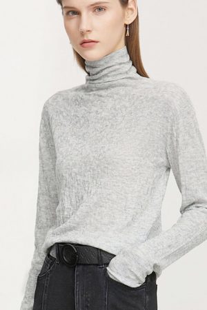 Women Sweaters Autumn Turtleneck Solid Knitted Top