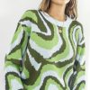 Women Sweaters Tie Dye Jacquard Drop-Shoulder Slee