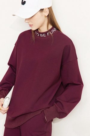 Women Sweatshirt Warm Winter Velvet Letter Embroid