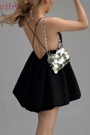 Women V Neck Mini Dress Spaghetti Strap Backless C