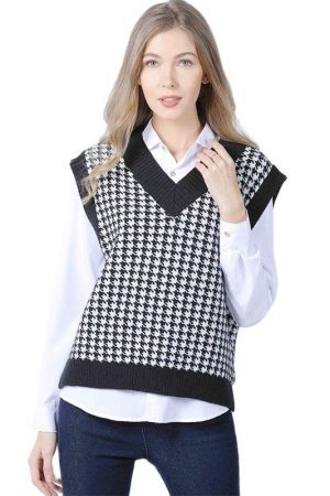 Women Vest Knitted Sweater Loose Vintage Female Wa
