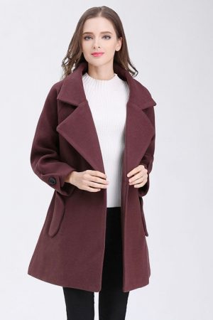 Women Wool Blend Warm Long Coat Autumn Winter Fem