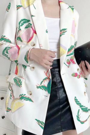 Women's Autumn Fresh Fruit Print Small Suit Fashio