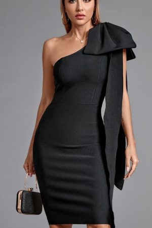 Women's Black Bodycon Dress Elegant Evening Club P