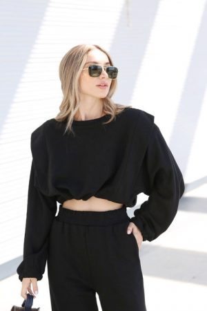 Women's Fall Loose Round Collar Bat Sleeve Short S