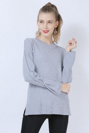 Women's Knitwear Sweater Korean V Neck Beading Woo