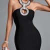 Women's Mini Bodycon Dress Elegant Black Evening C