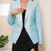 Womens Plaid Double Breasted Blazer Office Lady Ho