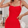 Women's Red Bodycon Dress Elegant Mini Evening Clu