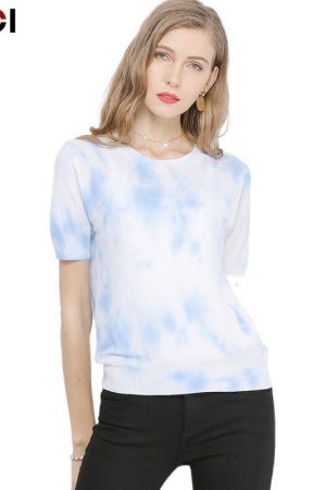 Women's Summer Sweater O-Neck Knitted Short Sleeve