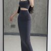 Women's Tank Crop Tops Midi Skirt Outfit Two Piece